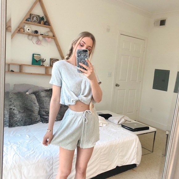 Sabo Skirt Tops - Grey Lounge Set